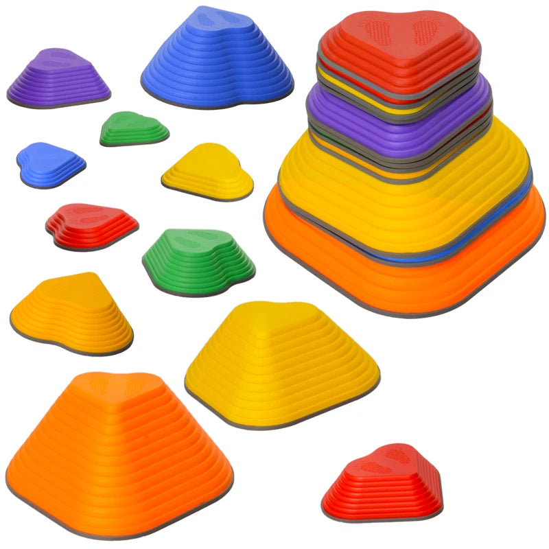 11-Piece Heart-Shaped Kids Balance Stepping Stones and Motor Skills, Multicoloured