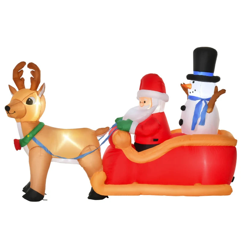 6.5ft Christmas Inflatable Santa Claus on Sleigh Deer, LED Lighted for Home Indoor Outdoor Garden Lawn Decoration Party Prop