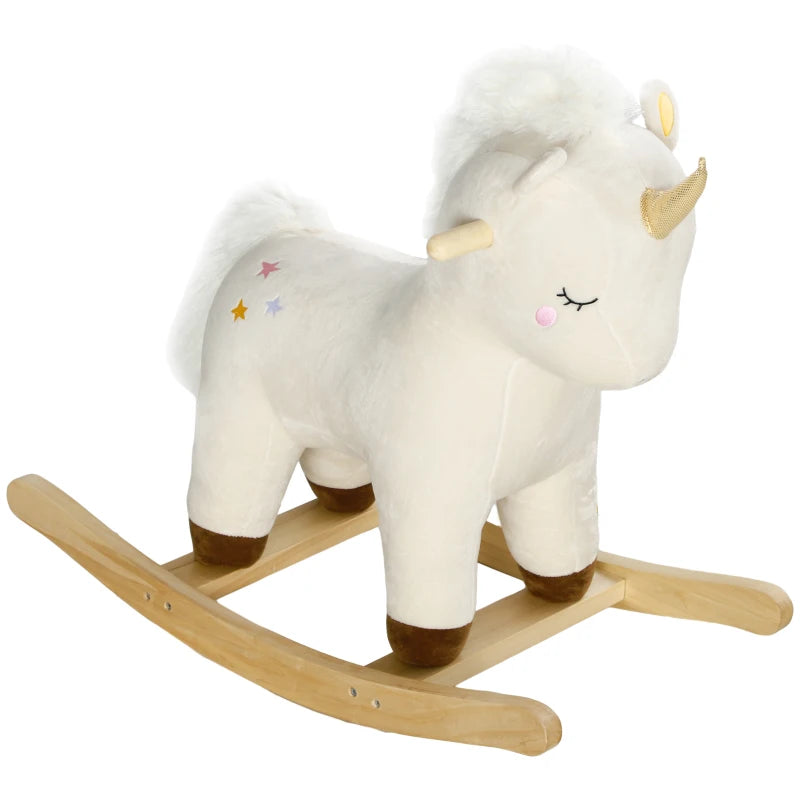 Rocking Horse with Unicorn Design, Sounds, for Ages 2-4 Years, White