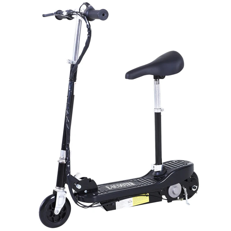 Powered E-Scooter Ride-On, with Brakes, Adjustable Seat, Adjustable Handlebars, Black