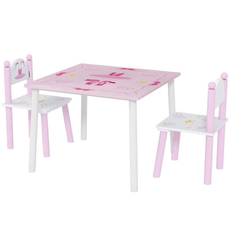 Princess-Designed Kids Table and Chairs Set for Activity, Art, Drawing, Toddler Table and Chairs Set for Playroom