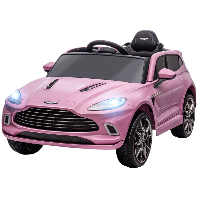 Aston Martin DBX Licensed Battery Powered Kids Electric Car, 12V Kids Ride on Car w/ Lights, Music Horn, Pink