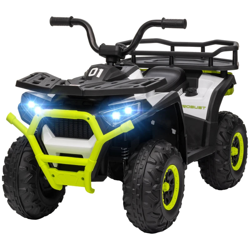 12V Kids Electric Ride on ATV, Battery-Powered Quad Bike w/ Spring Suspension, Forward Backward, Storage Basket, Green
