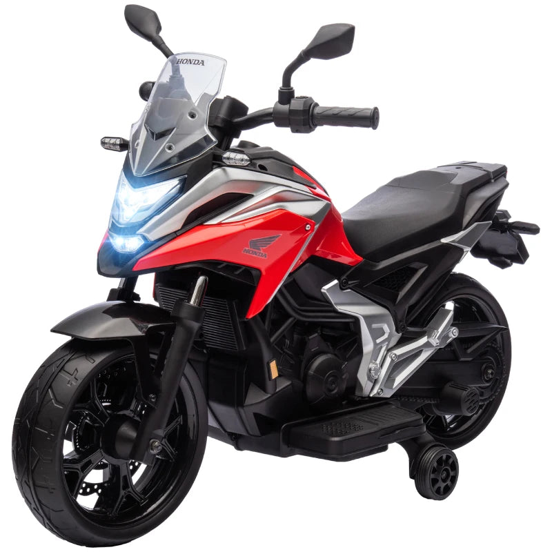 12V Honda Licensed Kids Electric Motorbike w/ Music, Safety lights, Early Education Function, for Ages 3-6 Years, Red