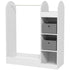 Kids Clothes Rail with Storage Shelf, Boxes, Mirror for Bedroom, Nursery, White