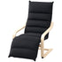Curved Wooden Accent Chair, with Adjustable Footrest - Black