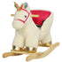 Kids Rocking Horse with Realistic Sounds, Safety Belt, Wooden Base, for Ages 18-36 Months, Cream White