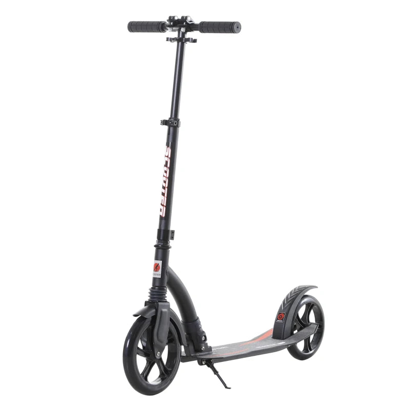 Foldable Kick Scooter with Double Shock Absorption and Big Wheels, Height Adjustable Aluminium Frame Big Wheel Scooter for 14+ Teens Adult - Black