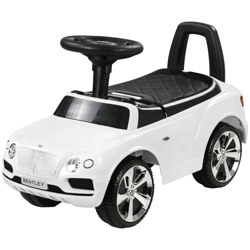 Bentley Bentayga Licensed Foot to Floor Ride on Car, Sliding Car Push Along Car w/ Under Seat Storage - White