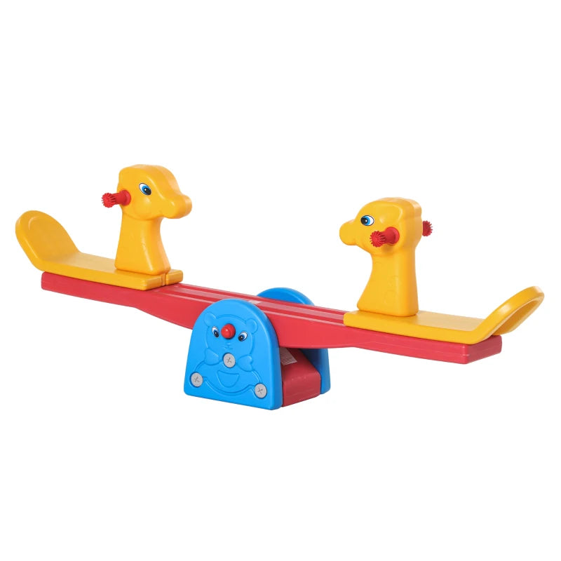 Kids Seesaw Safe Teeter Totter 2 Seats with Easy-Grip Handles, Safe, Indoor Outdoor Living Room Playroom Backyard Equipment, for 1-4 years old Multicolor