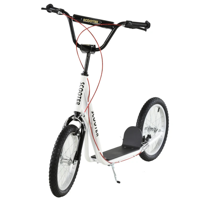 Kick Scooters for Kids with Adjustable Height, Anti-Slip Deck, Dual Brakes, Rubber Tyres, for Boys and Girls Aged 5+ Years Old - White
