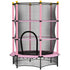 4.6FT/55" Kids Trampoline with Safety Enclosure, Outdoor Indoor Use, for Ages 3-10 Years, Pink