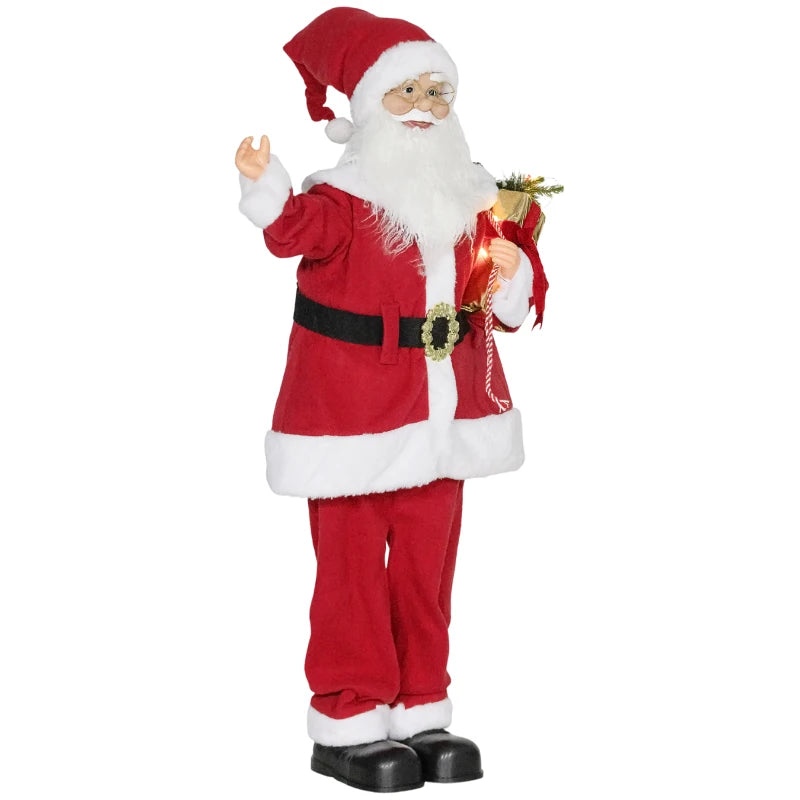 Life Size Santa Claus Christmas Decoration, Voice-Activated with Twinkling LED Lights, Red