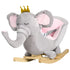 Kids Elephant-Designed Rocking Horse, with Safety Belt, Wooden Base, for Ages 18-36 Months - Grey