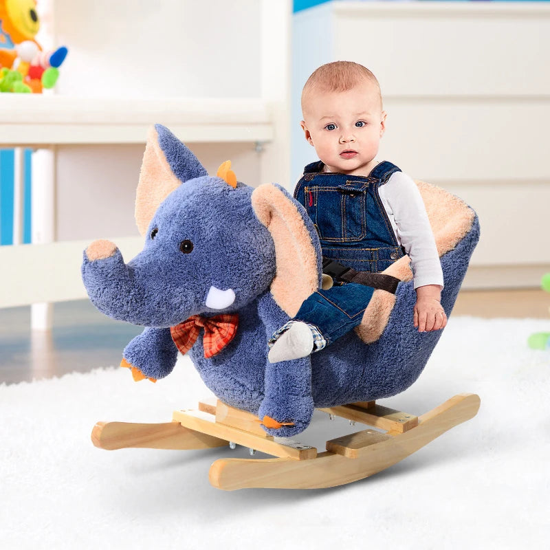 Children Rocking Seat with Sound, Elephant-Blue/Beige