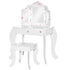 Kids Vanity Table and Chair Set with Tri-Folding Mirror and Stool, Makeup Dressing Table with Drawer, White