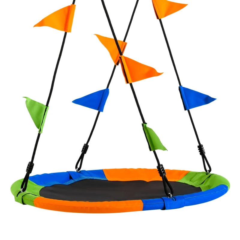 Kid Nest Swing Seat Saucer Tree Swing 40 Inch/100cm Adjustable Rope Outdoor Indoor for Kids Over 3 Years Old Multi-Colour