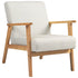 Fabric Accent Chair for Living Room, Arm Chair with Rubber Wood Frame and Padded Cushion, Cream White