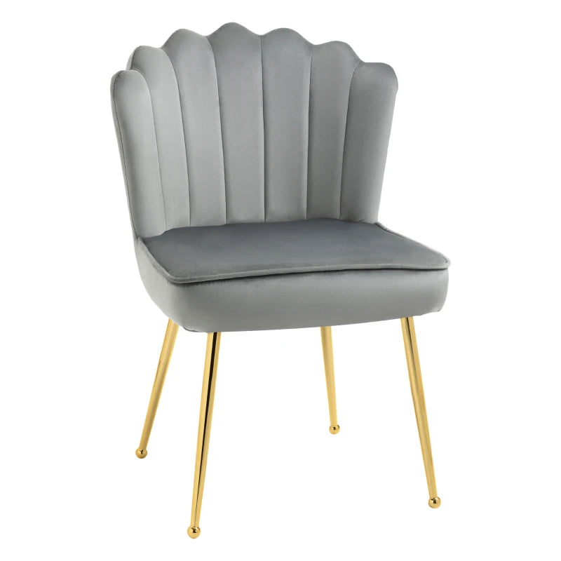 Velvet-Feel Shell Accent Chair - Grey