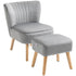 Velvet Accent Chair Occasional Tub Seat Padding Curved Back with Ottoman Wood Frame Legs Home Furniture Light Grey
