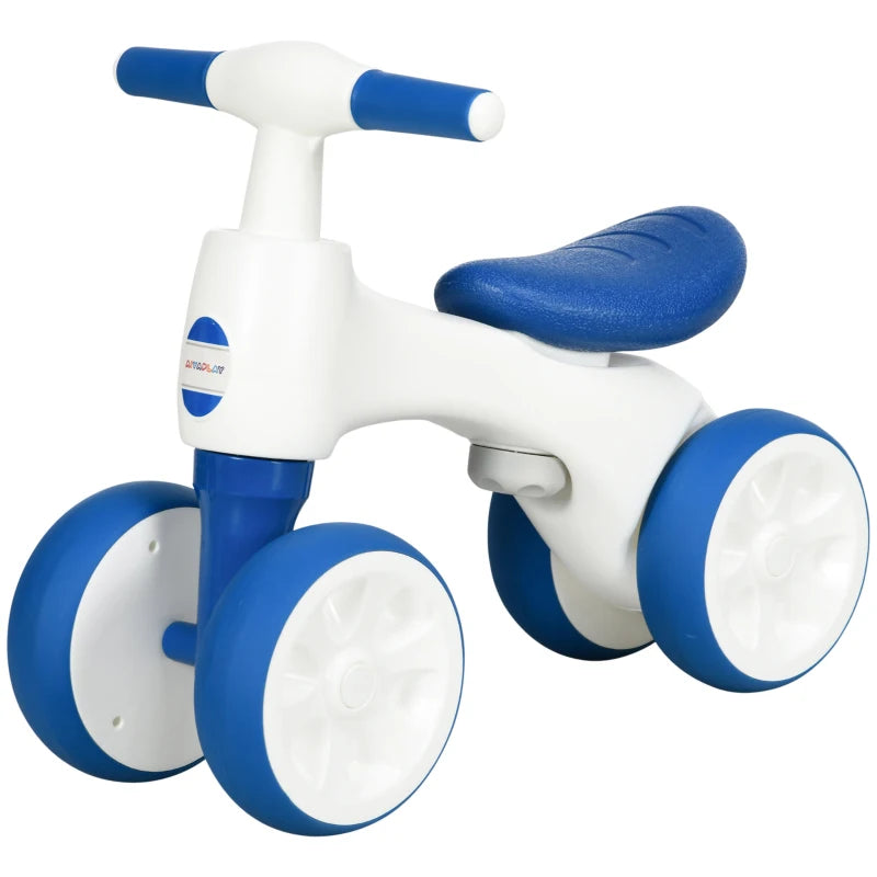 Balance Bike for Ages 18-36 Months, with Anti-Slip Handlebars, Four Wheels, No Pedal - Blue