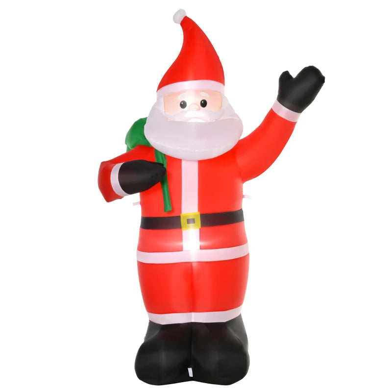 8ft Christmas Inflatable Santa Holiday Yard Decoration with LED Lights, Indoor Outdoor Lawn Blow Up Decor