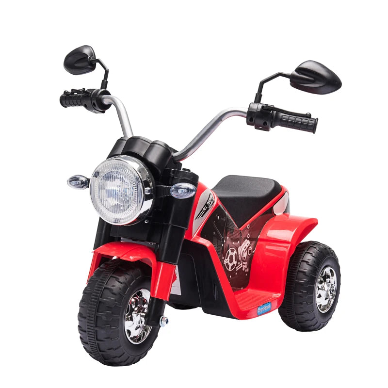 6V Kids Electric Motorbike 3 Wheels Ride On Toy with Horn Headlights Realistic Sounds for Girl Boy 18 - 36 Months Red