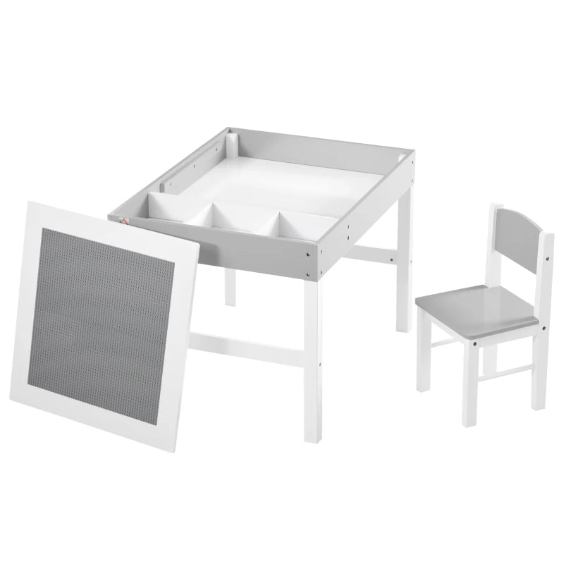 Kids Table and Chair Set, with Storage Space - Grey