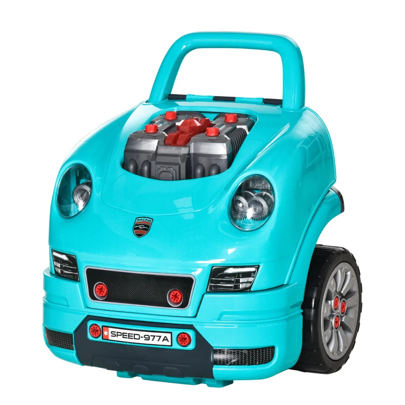 Kids Truck Engine Toy Set, with Horn, Light, Car Key, for Ages 3-5 Years - Teal
