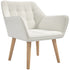 Accent Chair, Arm Chair with Wide Arms, Slanted Back, Thick Padding and Rubber Wooden Legs for Living Room, Cream White