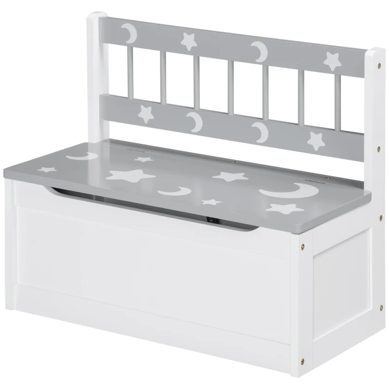 2 In 1 Kids Storage Bench, Toy Box w/ Safety Rod - Grey
