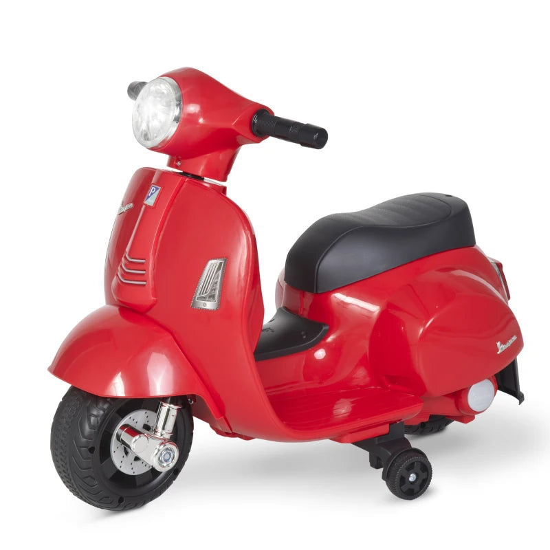Vespa Licensed 6V Kids Electric Motorbike Ride On Motorcycle Battery Powered for 18-36 Months with Horn Headlight Red