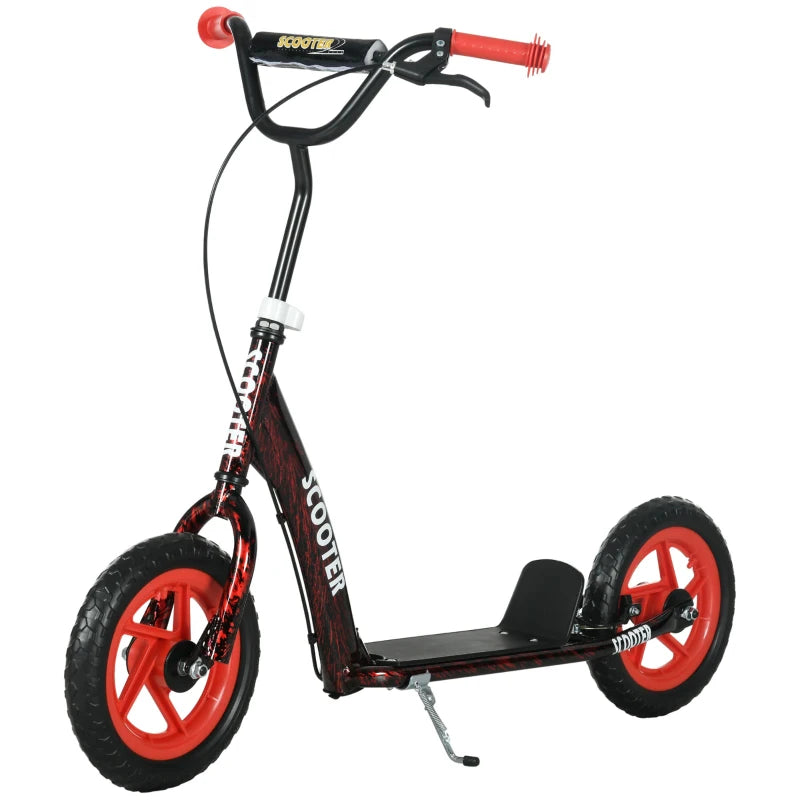 Kids Scooter with Adjustable Handlebar, Children's Kick Scooter with Non-slip Footplate, Rear Brake, Kickstand, Red