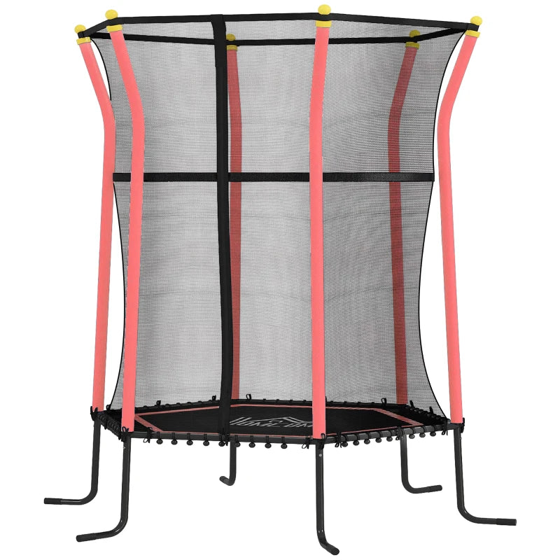 Kids Trampoline Mini Bouncer with Enclosure Safety Net For Ages 3-10 Years - Red