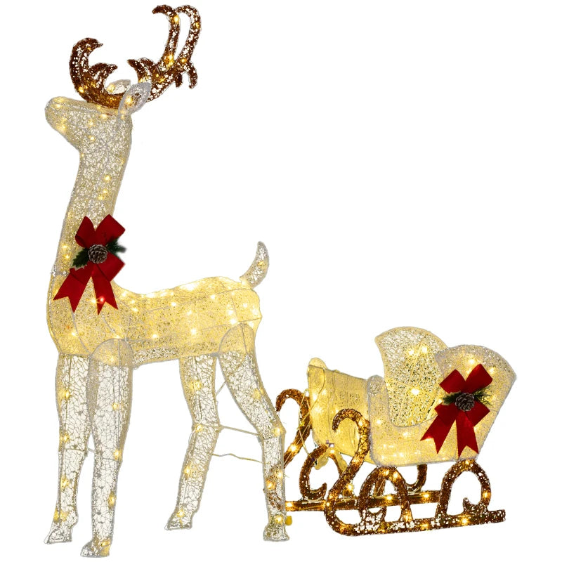 170 LED Light Reindeer and Sleigh Christmas Decoration