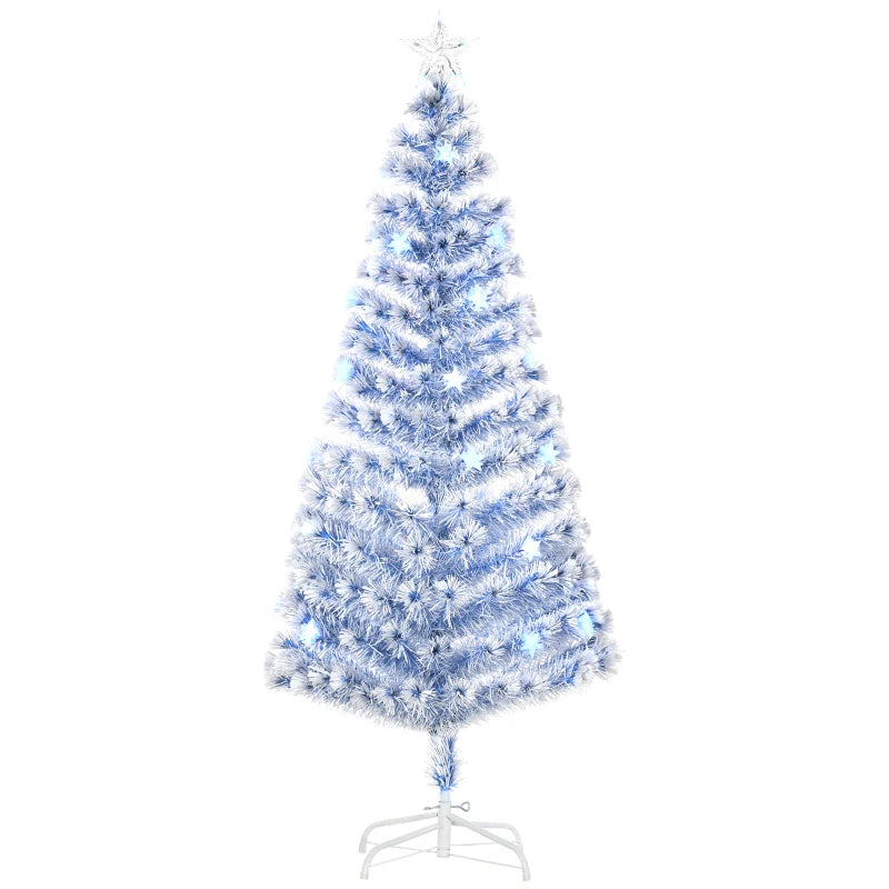 6FT Artificial Fibre Optic Christmas Tree Seasonal Decoration w/ LED Lights Pre-Lit Easy Store White Blue