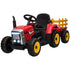 Ride On Tractor, Battery Powered Electric Car, with Detachable Trailer, Remote Control, Music - Red