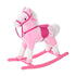 Baby Rocking Horse Plush Ride on Animals Rocker with Sound Handle Grip for Kids 3-6 Years - Pink