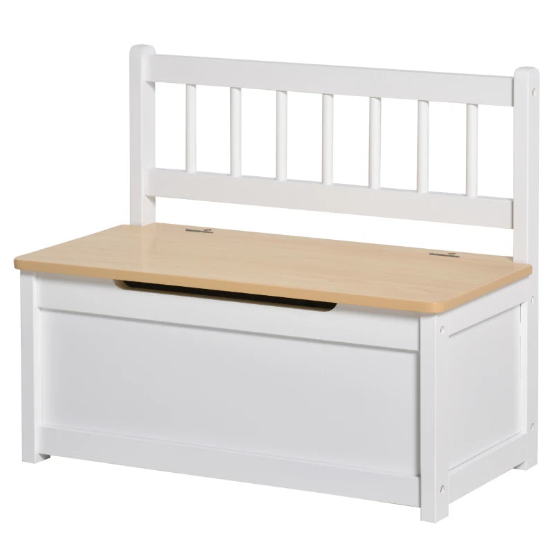2 In 1 Wooden Toy Box, Seat Storage Bench, Storage Chest Cabinet Organiser, with Safety Pneumatic Rod