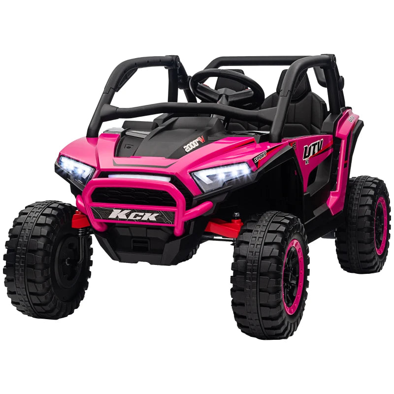 2 Seater 24V 7AH Ride on Truck, Battery Powered Electric Ride On Car w/ Remote, Suspension, 3 Speeds, Pink