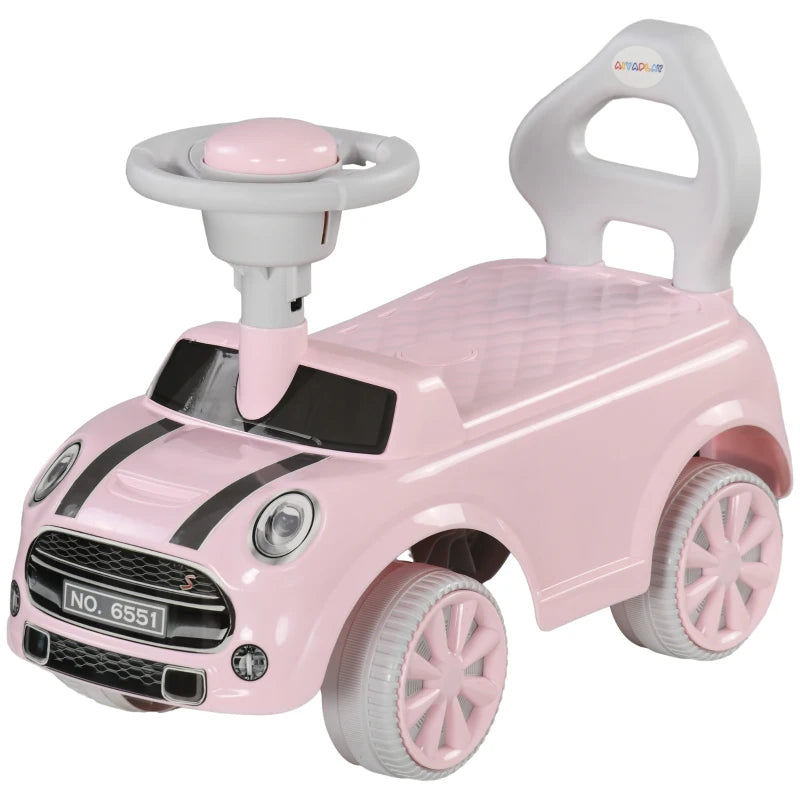 Foot To Floor Ride On Car Sliding Car w/ Air Horn, Anti-Over-Backwards, 18 to 36 Months - Pink