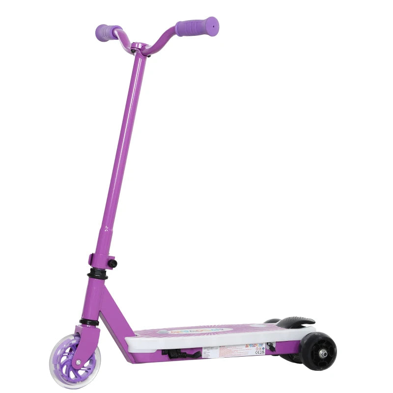 Electric Scooter for Kids Aged 4-7 Years, with Flashing LED Lights, Rear Auxiliary Wheels, Purple