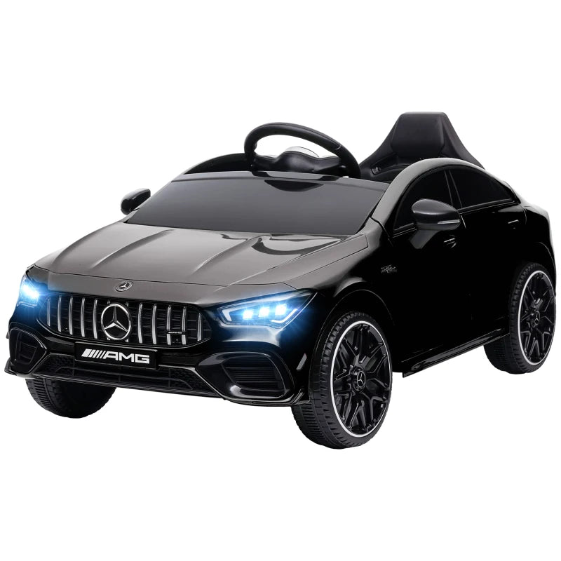 Mercedes-Benz AMG CLA 45 Licensed 12V Kids Electric Car Ride on Car w/ Remote, Suspension Lights Music Horn - Black