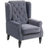 Wingback Accent Chair, Retro Upholstered Button Tufted Occasional Chair for Living Room and Bedroom, Charcoal Grey
