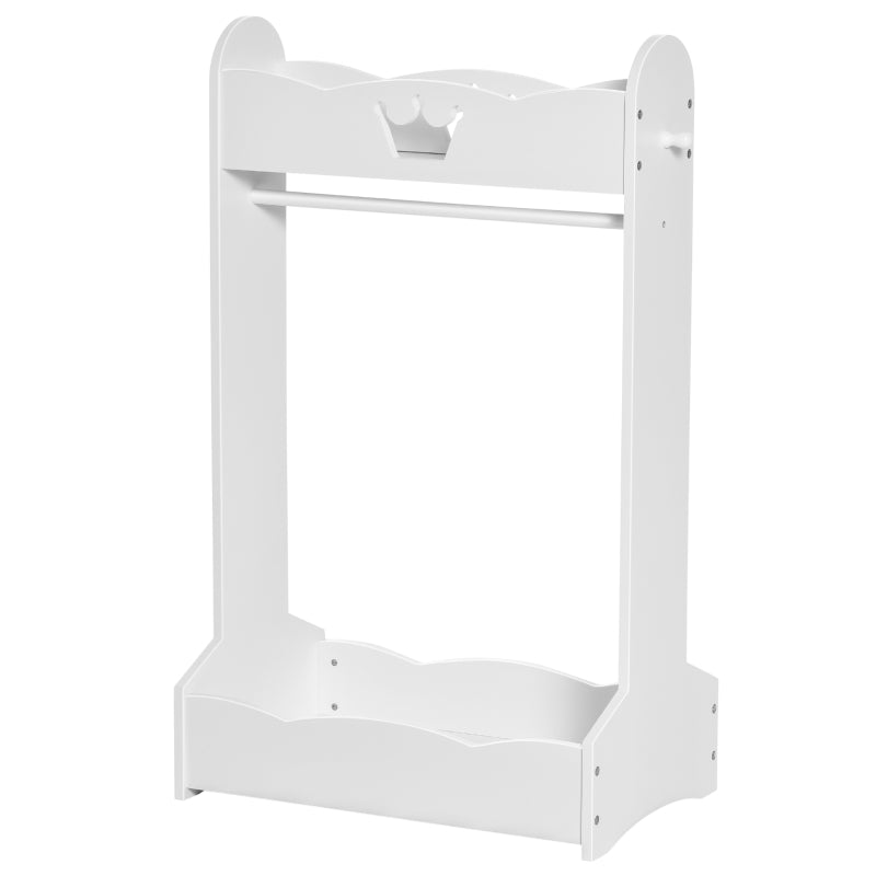 Kids Clothes Rail Wooden Hanging Rack with Storage Shelves Children Garment Freestanding Wardrobe for 3-8 Years Toddler, White