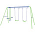 Metal Garden Swing Set Height Adjustable Children Outdoor Backyard Play Set for Toddlers Over 3 Years Old, Green