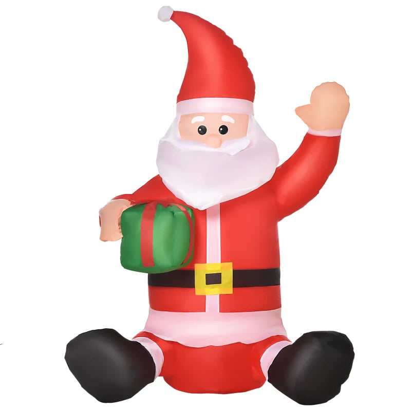 4ft Inflatable Christmas Santa Claus Gift with LED Xmas Décor Holiday Outdoor Yard Decoration