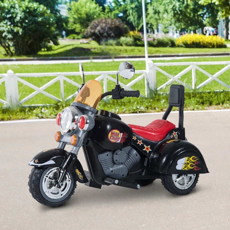 Kids Ride On Toy Car Motorbike Electric Scooter 6V Battery Operated Toy Trike-Black