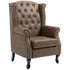 Wingback Accent Chair Tufted Chesterfield-style Armchair with Nail Head Trim for Living Room Bedroom Brown