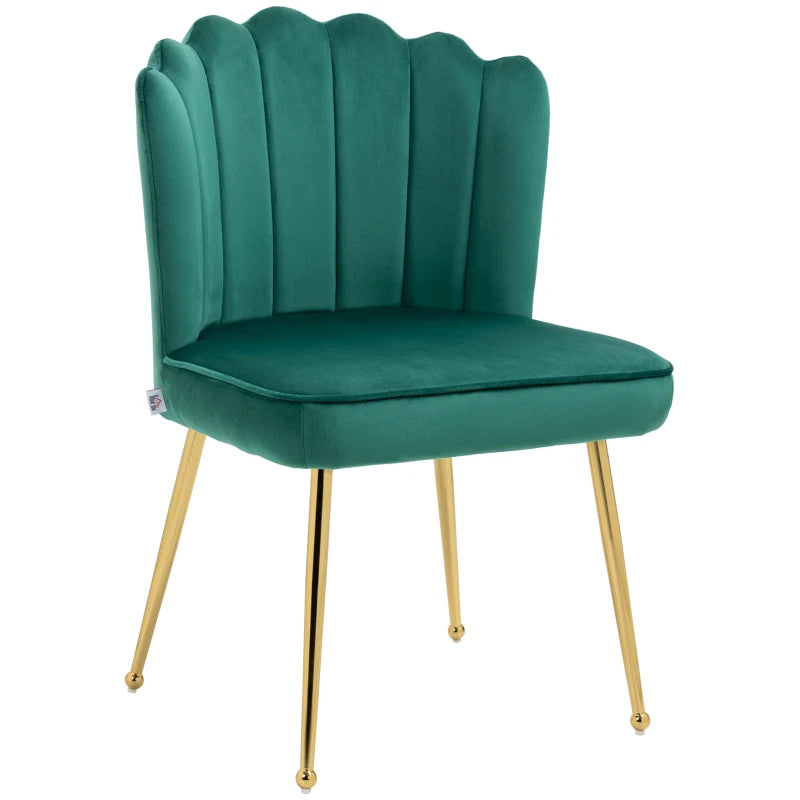 Velvet-Feel Shell Accent Chair - Green